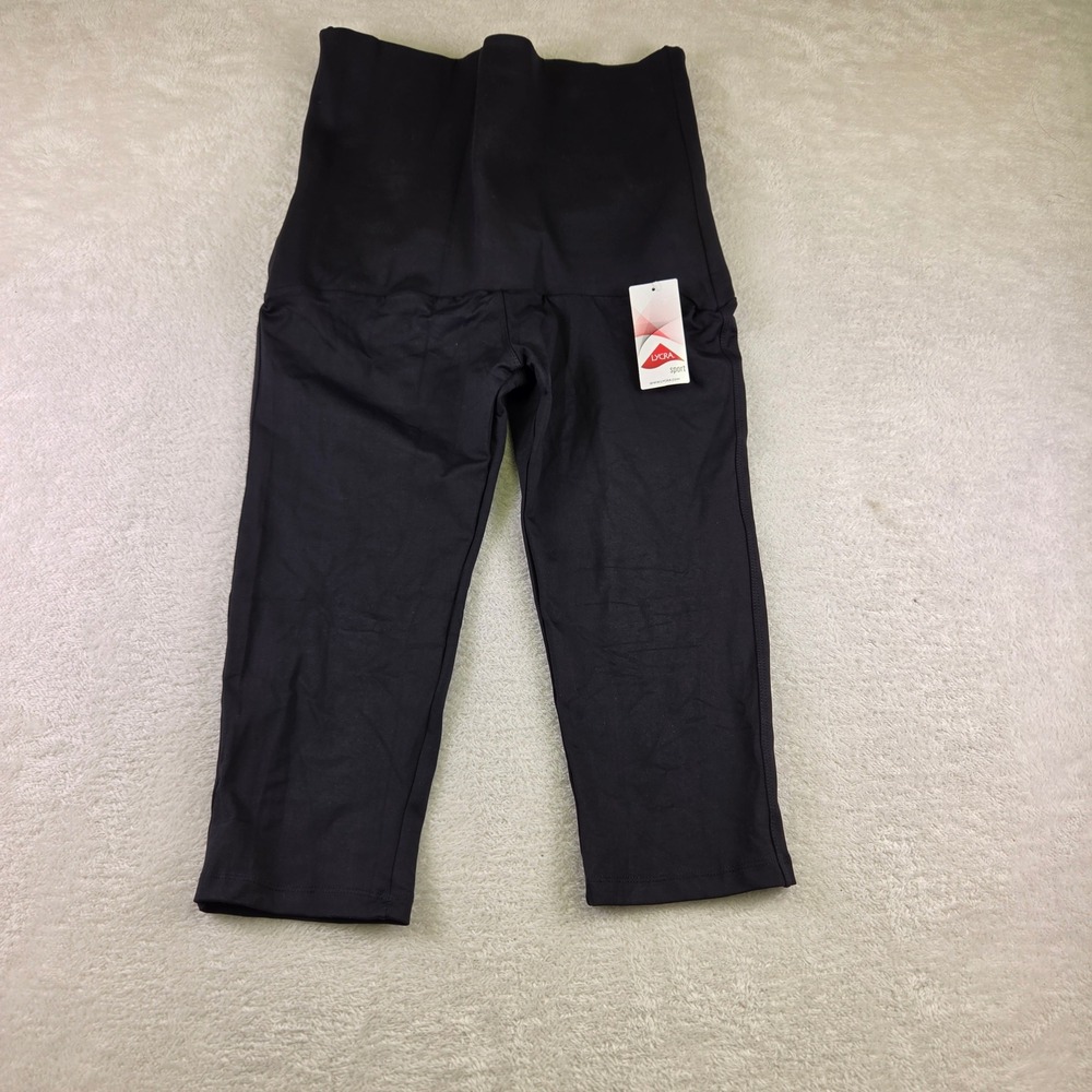 Slim Girl Shapewear High Waisted Capri Leggings Black Lycra Sport XXXL